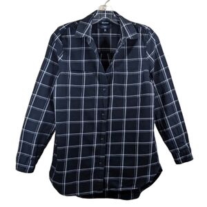 Madewell Shirt Classic Check Plaid Black White Button Up Long Sleeves Co…